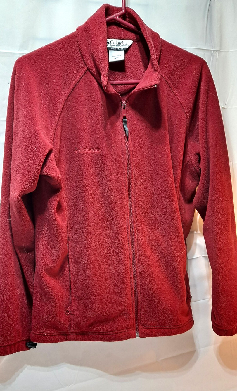 Columbia Women’s Fleece Jacket Full Zip Red Adult Size L Pockets